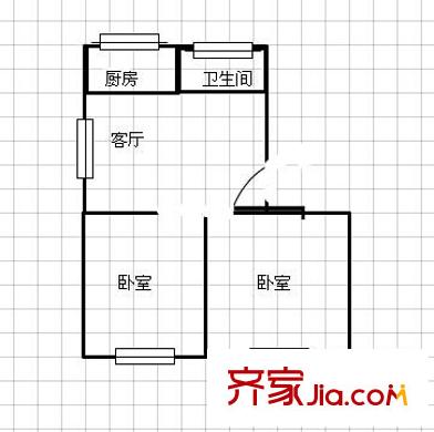 南寧市郊區(qū)政府宿舍戶(hù)型圖1 2室2廳1衛(wèi)1廚
