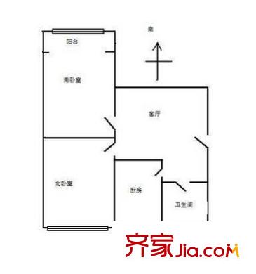 南寧市郊區(qū)政府宿舍戶型圖4 2室2廳1衛(wèi)1廚