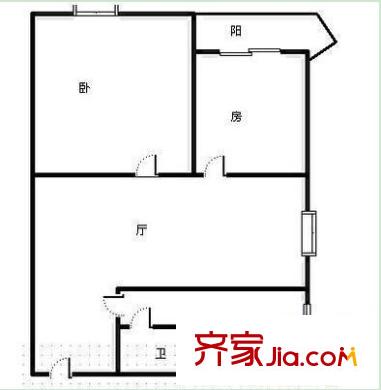 金洲路中國銀行宿舍戶型圖2 2室2廳1衛(wèi)1廚
