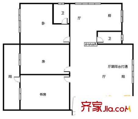 時代麗都戶型圖3房2廳 3室2廳1衛(wèi)1廚