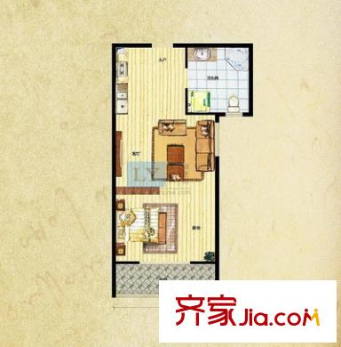 龍勝街社區(qū)戶型圖一房一廳 1室1廳1衛(wèi)1廚