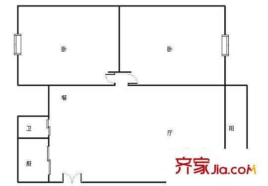 花卉公園生活區(qū)戶型圖2 2室2廳1衛(wèi)1廚