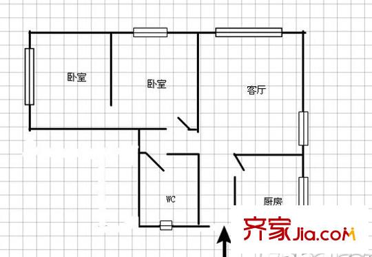 花卉公園生活區(qū)戶型圖3 2室2廳1衛(wèi)1廚