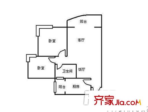 花卉公園生活區(qū)戶型圖4 2室2廳1衛(wèi)1廚
