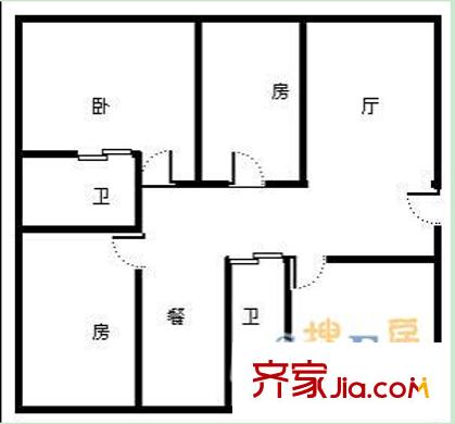 超大運(yùn)輸有限公司長(zhǎng)崗宿舍區(qū)戶(hù)型圖5 3室2廳2衛(wèi)1廚