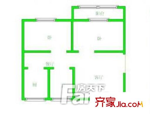 崇左市經(jīng)委南寧生活區(qū)戶型圖3 2室2廳1衛(wèi)1廚