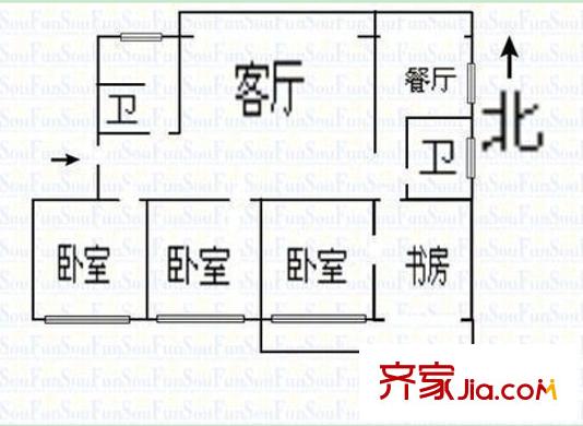 審計廳宿舍戶型圖3 4室2廳2衛(wèi)1廚