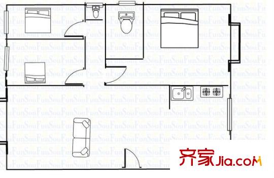華業(yè)園 3室 戶型圖