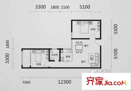 廣西發(fā)展大廈東樓戶型圖廣西發(fā)展大廈2s2t1w 2室2廳1衛(wèi)1廚