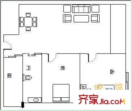 桂泰進(jìn)出口公司宿舍戶型圖4 2室2廳1衛(wèi)1廚