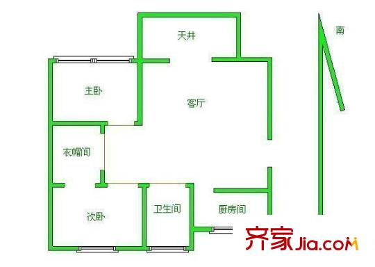 南寧 市土產(chǎn)公司宿舍 2室 戶型圖