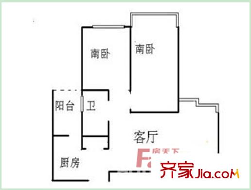 齒輪廠宿舍戶型圖5 2室2廳1衛(wèi)1廚