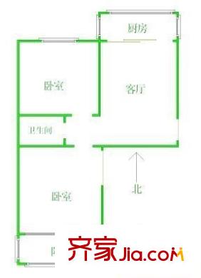 綠洲花園戶型圖中國(guó)人壽廣西分公司宿舍2s1t1w 2室1廳1衛(wèi)1廚