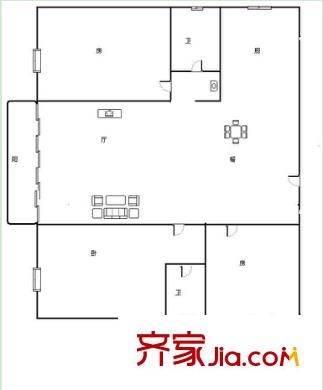 江景花園戶型圖5 3室2廳2衛(wèi)1廚