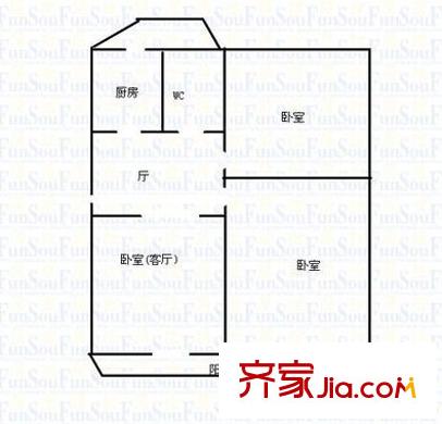 南寧市郊區(qū)政府宿舍戶型圖3 3室2廳1衛(wèi)1廚