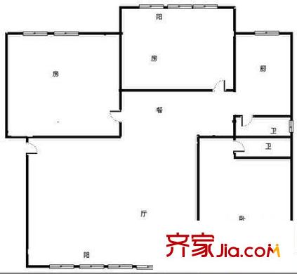 廣西路橋二公司宿舍 3室 戶型圖