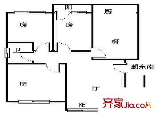 廣西電視臺(tái)平方米西宿舍區(qū)戶型圖廣西電視臺(tái)宿舍 3室 戶型圖 3室2廳1衛(wèi)1廚