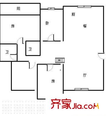 廣西電視臺平方米西宿舍區(qū)戶型圖廣西電視臺宿舍 4室 戶型圖 4室2廳2衛(wèi)1廚
