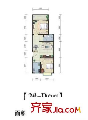 金騰莫村半島戶型圖2#-D戶型 2室2廳1衛(wèi)1廚