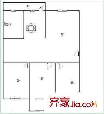 合纖維廠第三生活區(qū)戶型圖2 3室2廳1衛(wèi)1廚