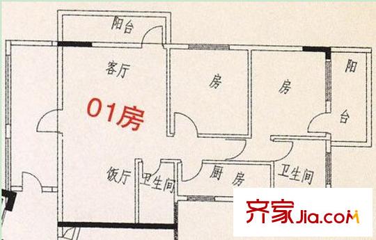合纖維廠第三生活區(qū)戶型圖5 2室2廳2衛(wèi)1廚