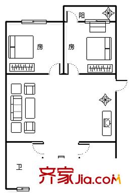 新秀小區(qū) 2室 戶型圖