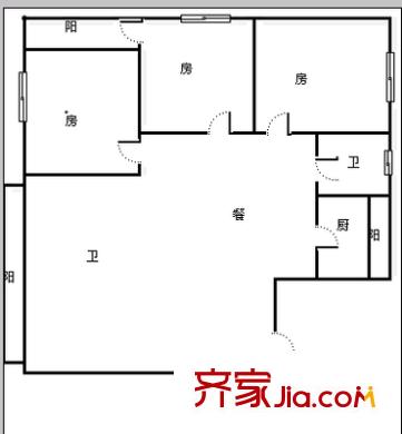 幸福花園 3室 戶型圖