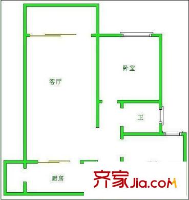 超大運(yùn)輸有限公司長(zhǎng)崗宿舍區(qū)戶(hù)型圖2 2室2廳1衛(wèi)1廚