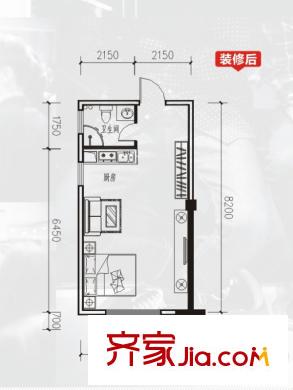 長凱9號09戶型 1室1廳1衛(wèi)
