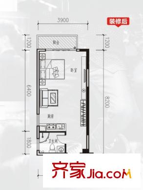 長凱9號13戶型 1室1廳1衛(wèi)1廚