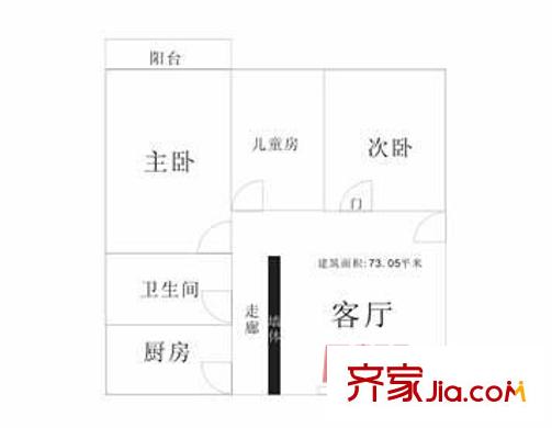 超大運(yùn)輸有限公司長崗宿舍區(qū)戶型圖1 3室2廳1衛(wèi)1廚