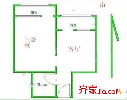 超大運(yùn)輸有限公司長崗宿舍區(qū)戶型圖3 1室2廳1衛(wèi)1廚