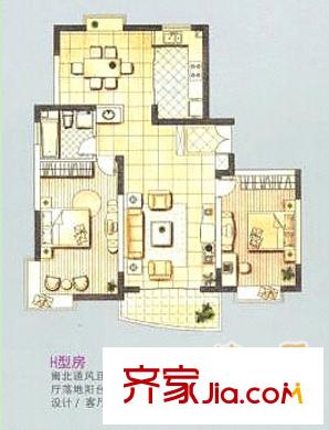 翠馨庭戶型圖4 2室2廳1衛(wèi)1廚
