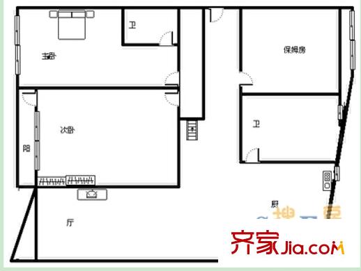 翠園巷一號單位房戶型圖3 