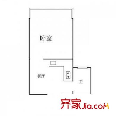 齒輪廠宿舍戶型圖3 1室1廳1衛(wèi)1廚