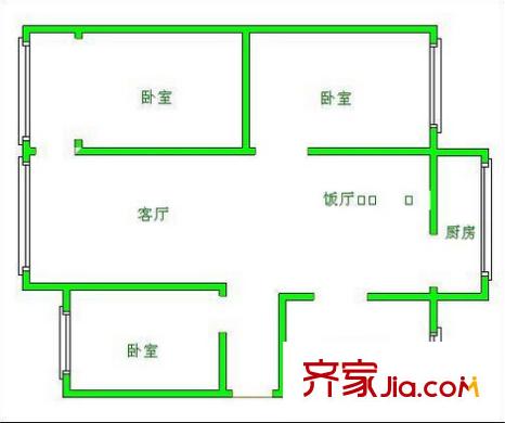 崇左公安局駐邕生活區(qū)戶型圖5 3室2廳1衛(wèi)1廚