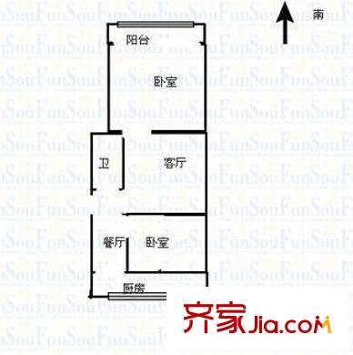 崇左公安局駐邕生活區(qū)戶型圖1 2室2廳1衛(wèi)1廚