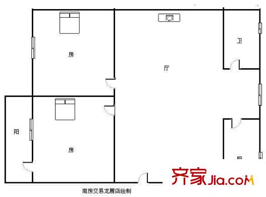 大學(xué)東路單位房 2室 戶型圖