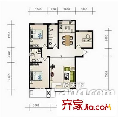 東林閣小區(qū)戶型圖3房2廳   2_調(diào)整大小 3室2廳1衛(wèi)1廚