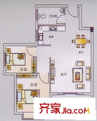 昌泰清華園戶型圖戶型圖 2室2廳1衛(wèi)1廚