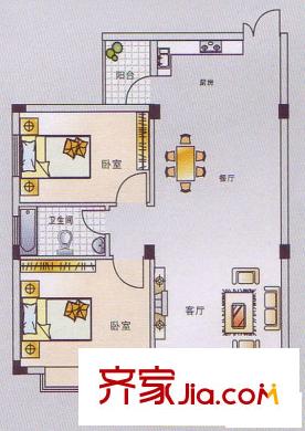 昌泰清華園戶型圖戶型圖 2室2廳1衛(wèi)1廚