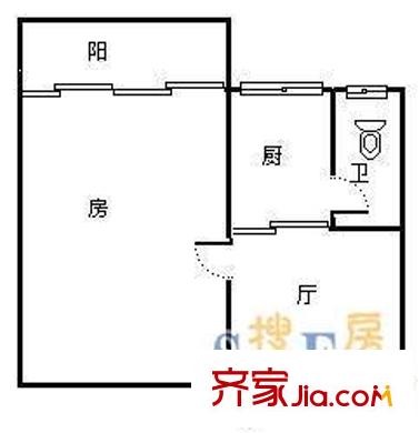 麗雅居 1室 戶型圖