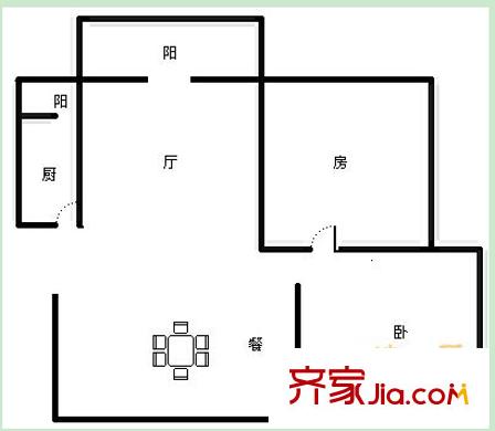 江景花園戶型圖4 2室2廳1衛(wèi)1廚