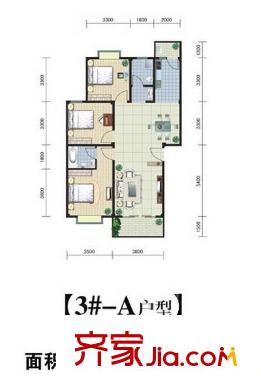 金騰莫村半島戶型圖3#A戶型 3室2廳2衛(wèi)1廚