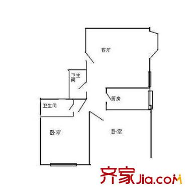 合纖維廠第三生活區(qū)戶型圖3 2室2廳2衛(wèi)1廚