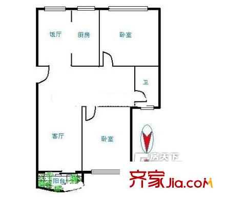 安泰園小區(qū)戶型圖安泰園10 2室2廳1衛(wèi)1廚