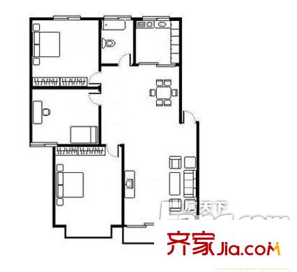 安泰園小區(qū)戶型圖安泰園14 3室2廳1衛(wèi)1廚