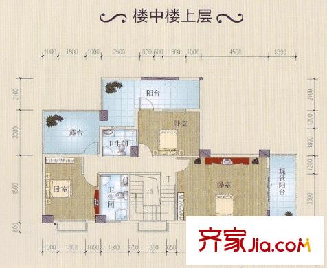 金騰江灣小區(qū)戶型圖4#樓A1戶型樓中樓上層 5室2廳4衛(wèi)1廚