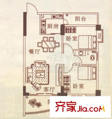 教育路電信局宿舍 2室 戶型圖