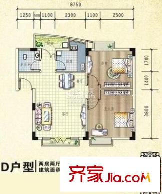 南寧供電局白沙生活區(qū) 2室 戶(hù)型圖
